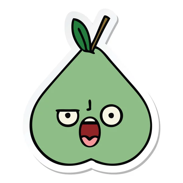 Sticker voor een leuke cartoon groene pear — Stockvector