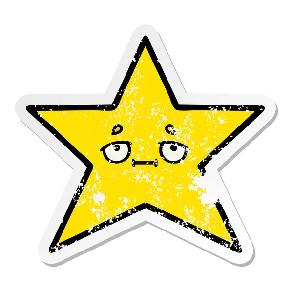 Sevimli çizgi altın yıldız sıkıntılı etiket — Stok Vektör