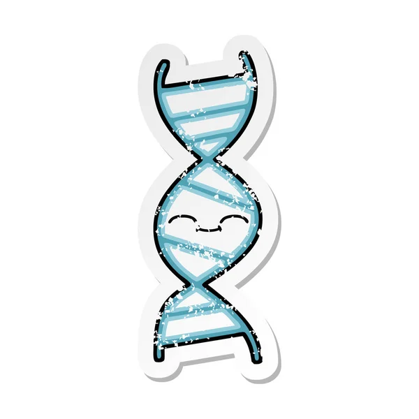 Distressed sticker of a cute cartoon DNA strand — Stock Vector