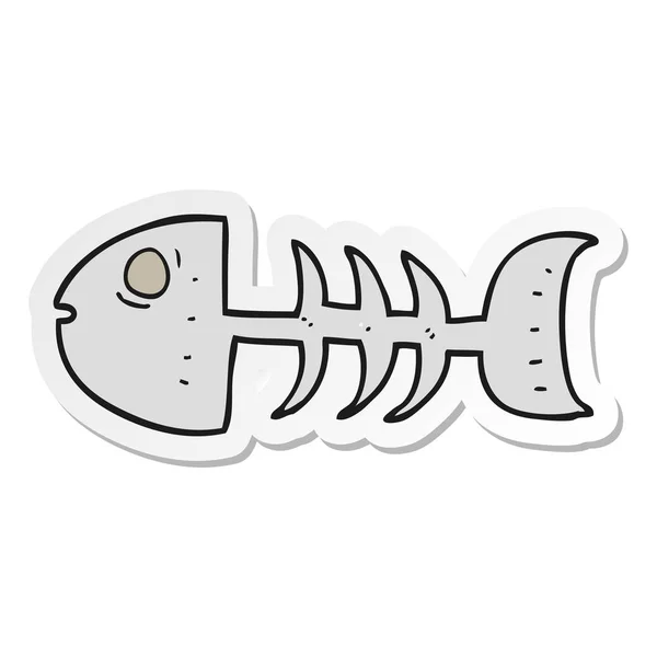 Sticker of a cartoon fish bones — Stock Vector