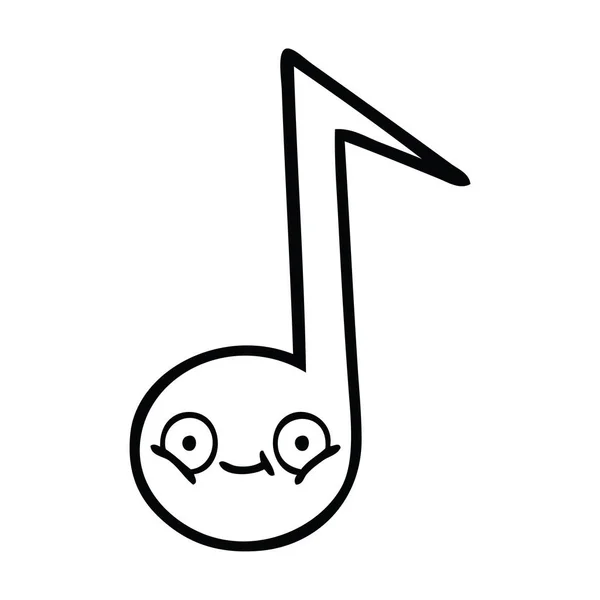 Linea Disegno Cartone Animato Una Nota Musicale — Vettoriale Stock