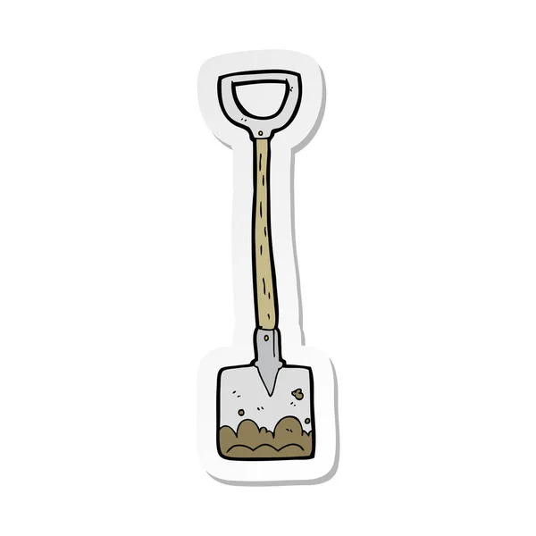 Sticker of a cartoon shovel — Stock Vector