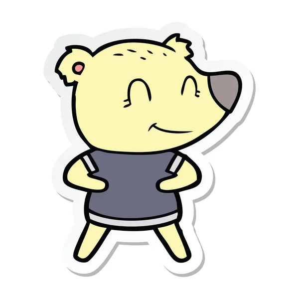 Pegatina de un oso amistoso de dibujos animados — Archivo Imágenes Vectoriales