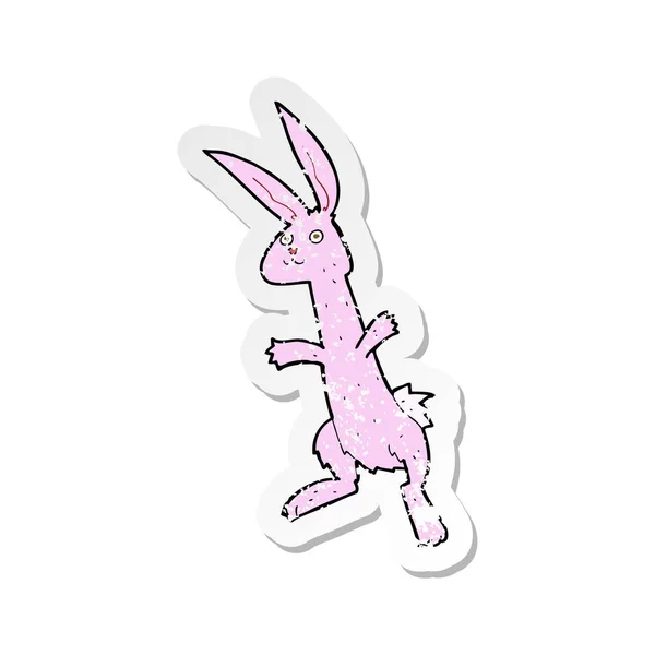 Bir Karikatür Tavşan Retro Sıkıntılı Etiket — Stok Vektör