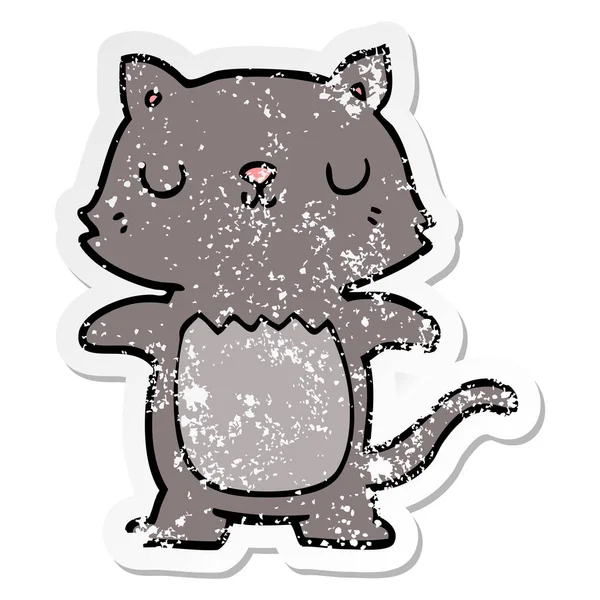 Adesivo angosciato di un gatto dei cartoni animati — Vettoriale Stock