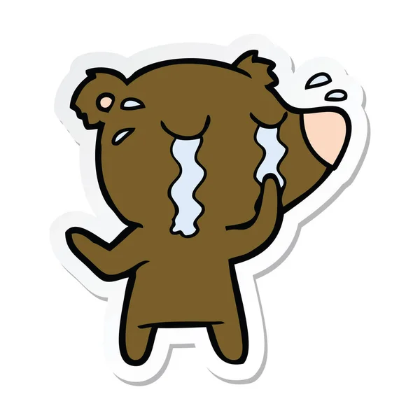 Sticker Cartoon Bear Crying — Stock Vector