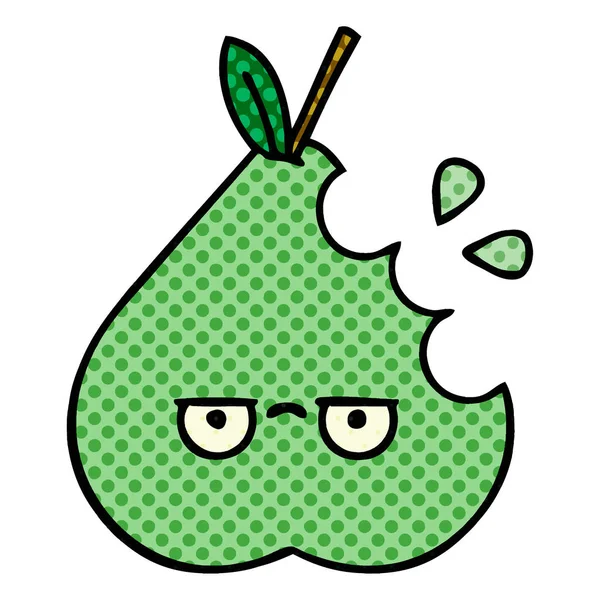 Comic book style cartoon green pear — Stock Vector