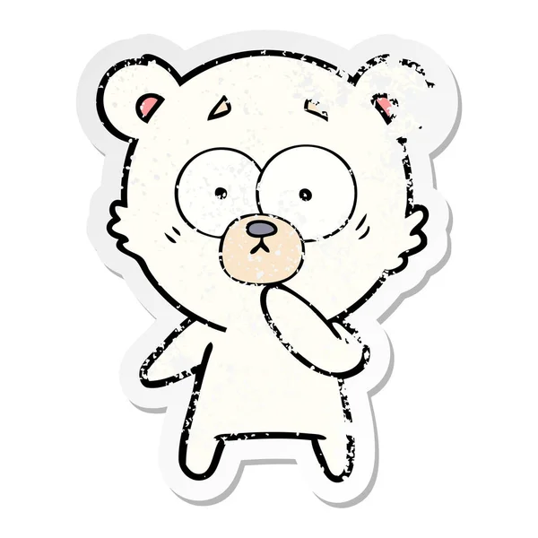 Distressed Sticker Nervous Polar Bear Cartoon — Stock Vector