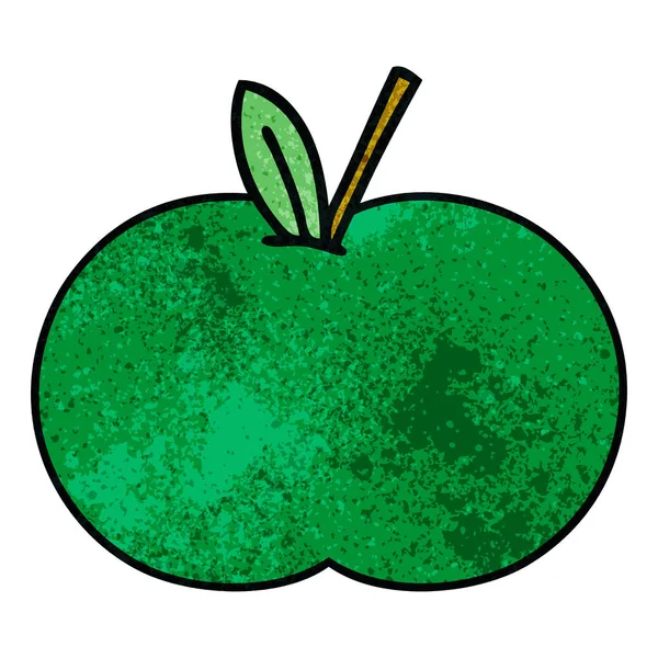 Rétro Grunge Texture Dessin Animé Une Pomme Juteuse — Image vectorielle