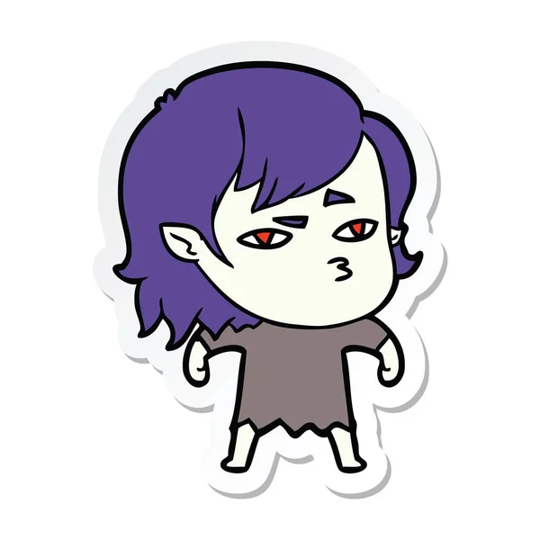 Sticker Cartoon Vampire Girl — Stock Vector