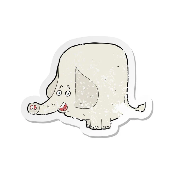 Adesivo Angustiado Retro Elefante Feliz Desenhos Animados —  Vetores de Stock