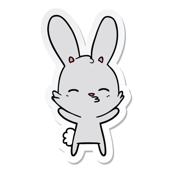 Sticker van een nieuwsgierig bunny cartoon — Stockvector