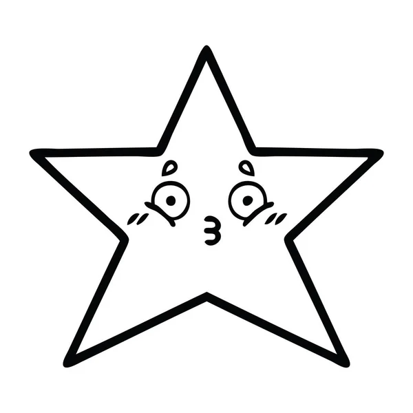 Line drawing cartoon gold star — Stock Vector
