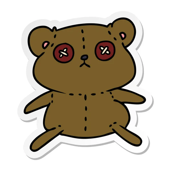 Freehand Drawn Sticker Cartoon Cute Stiched Teddy Bear — Stock Vector