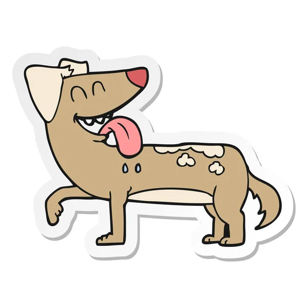 Sticker Cartoon Panting Dog — Stock Vector