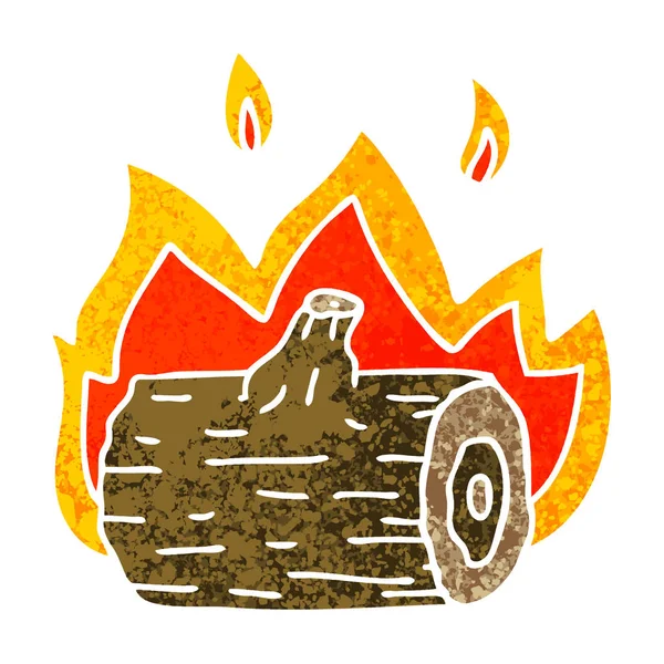 Ιδιόμορφο ρετρό εικονογράφησης στυλ καρτούν campfire — Διανυσματικό Αρχείο