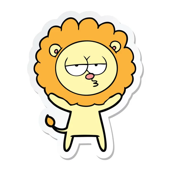Etiqueta Leão Entediado Desenho Animado —  Vetores de Stock