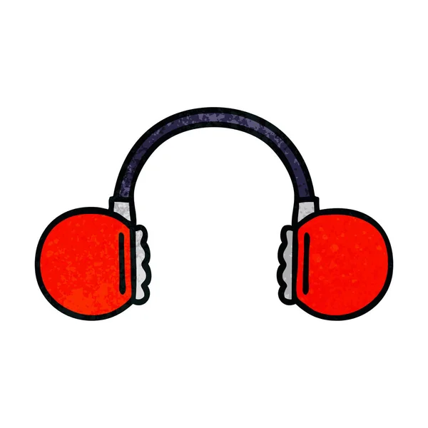 Retro grunge doku karikatür retro kulaklık — Stok Vektör