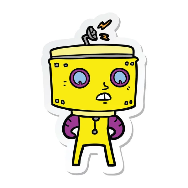 Sticker eines Cartoon-Roboters — Stockvektor