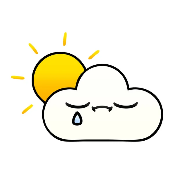 グラデーション シェーディング漫画太陽と雲 — ストックベクタ