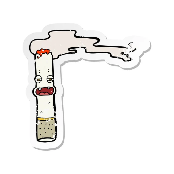 Pegatina Retro Angustiado Personaje Cigarrillos Dibujos Animados — Archivo Imágenes Vectoriales