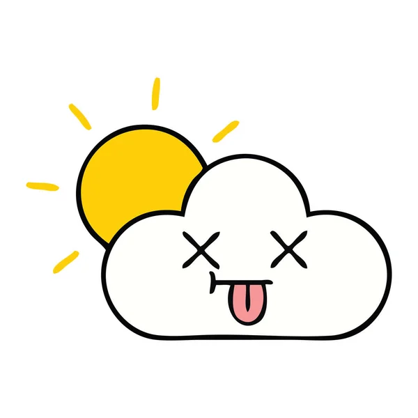 Cartone Animato Carino Sole Una Nuvola — Vettoriale Stock
