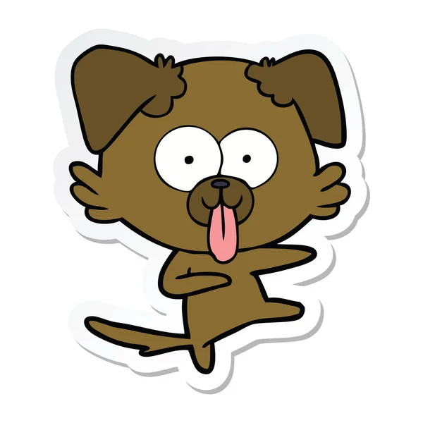 Klistermärke Tecknad Hund Med Tungan Sticker — Stock vektor
