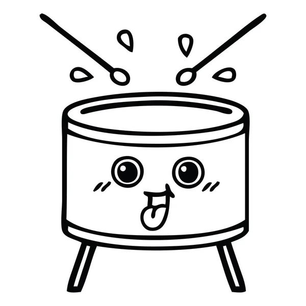 Linienzeichnung Cartoon Drum — Stockvektor