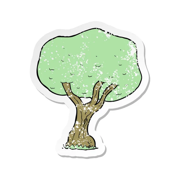 Pegatina retro angustiado de un árbol de dibujos animados — Vector de stock