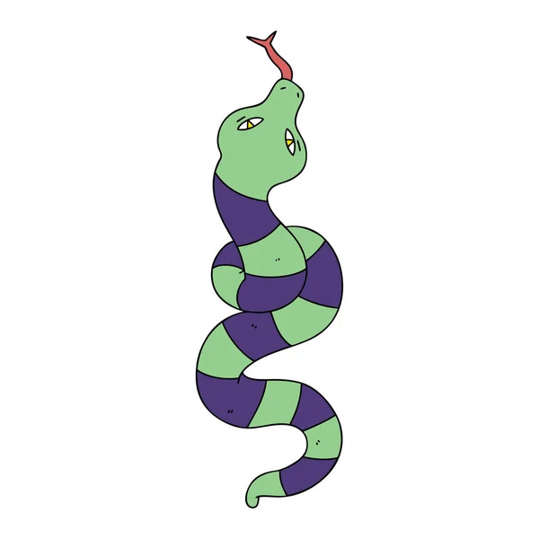 描かれた風変わりな漫画蛇を手します — ストックベクタ