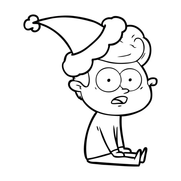 Dessin Main Homme Fixe Portant Chapeau Père Noël — Image vectorielle