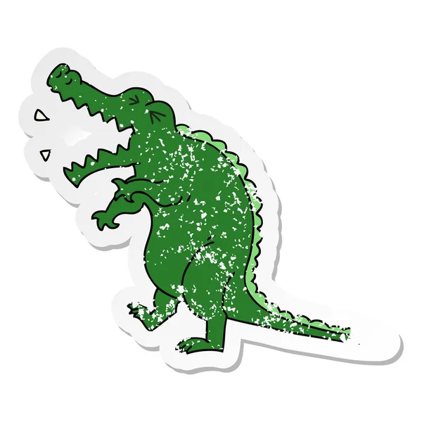 Trudnej sytuacji naklejki ekscentryczne rękę wyciągnąć kreskówka krokodyl — Wektor stockowy