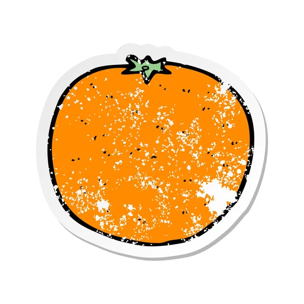 Retro distressed sticker of a cartoon orange — Stock Vector
