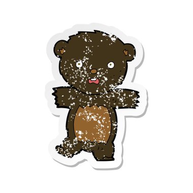 bir çizgi film şok siyah ayı yavrusu Retro sıkıntılı etiket