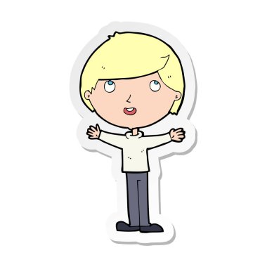 etiket bir karikatür mutlu çocuk