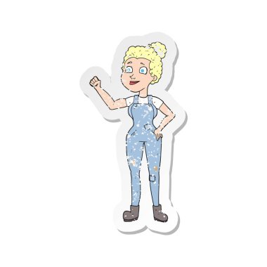 kaba pamuklu tulum çizgi film kadında Retro sıkıntılı etiket