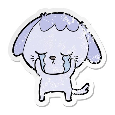 çizgi film ağlıyor bir sevimli köpek sıkıntılı etiket