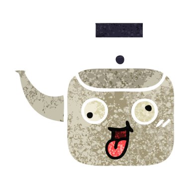 Retro illüstrasyon tarzı çizgi film su ısıtıcısı