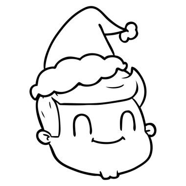 çizim için Noel Baba şapkası giyen bir erkek yüz