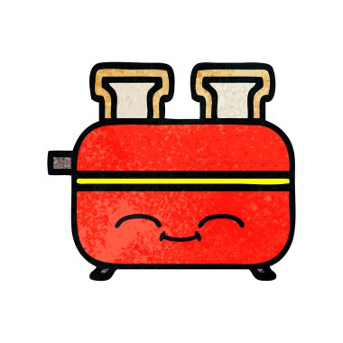 Retro grunge doku karikatür bir ekmek kızartma makinesi