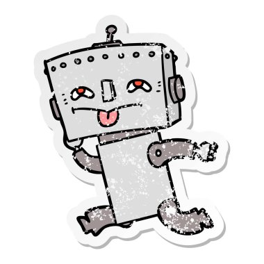 bir çizgi film robot sıkıntılı etiket