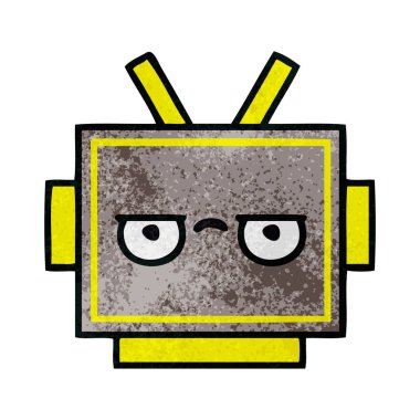 Retro grunge doku karikatür bir robot baş
