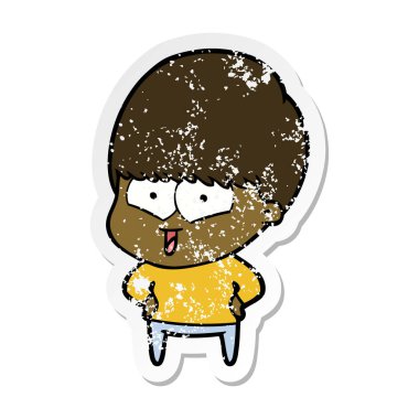 sıkıntılı etiket bir karikatür mutlu çocuk