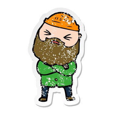 sakallı bir karikatür insanın sıkıntılı etiket