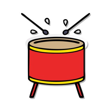 sevimli çizgi çalan davul sıkıntılı etiket