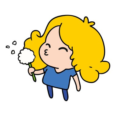 şirin kawaii kız serbest çizilmiş karikatür