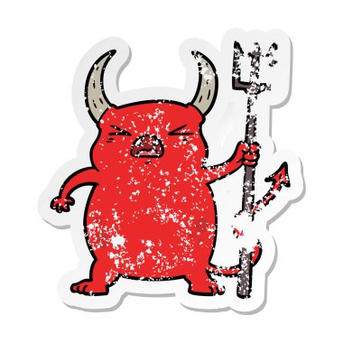 bir karikatür kızgın sıkıntılı etiket küçük şeytan