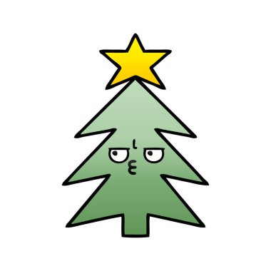 Degrade gölgeli karikatür Noel ağacı