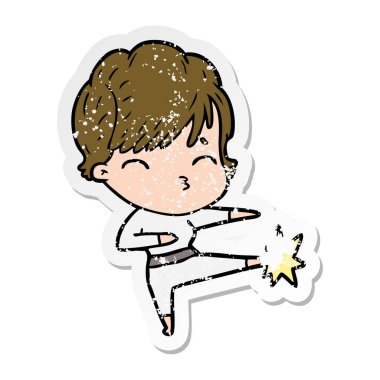 düşünme bir karikatür kadının sıkıntılı etiket