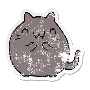 bir mutlu karikatür kedi sıkıntılı etiket